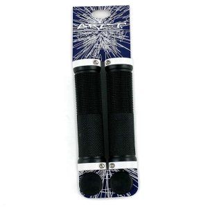 Grit Lock-On Grips With Alloy Rings Black/White X2