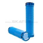 Grit Lock-On Grips With Alloy Rings Blue/Blue X2