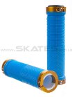 Grit Lock-On Grips With Alloy Rings Blue/Gold X2