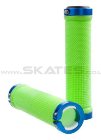 Grit Lock-On Grips With Alloy Rings Green/Blue X2