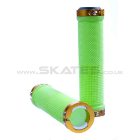 Grit Lock-On Grips With Alloy Rings Green/Gold X2