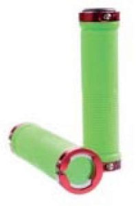 Grit Lock-On Grips With Alloy Rings Green/Red X2