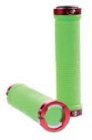 Grit Lock-On Grips With Alloy Rings Green/Red X2