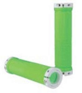 Grit Lock-On Grips With Alloy Rings Green/White X2