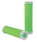 Grit Lock-On Grips With Alloy Rings Green/White X2