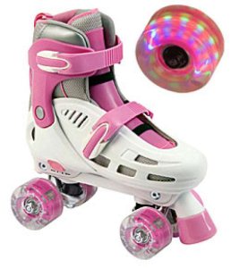 Lightning Storm Roller Skates - White/Pink With Light-Up Wheels