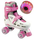 Lightning Storm Roller Skates - White/Pink With Light-Up Wheels